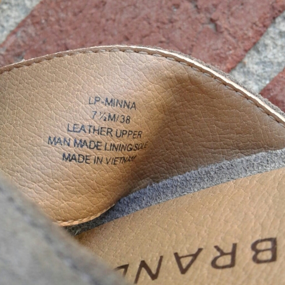 Lucky Brand Deep Taupe Ribbon Cut Suede Slides - Picture 7 of 8